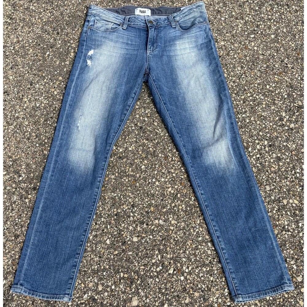 Women's Paige Medium Wash Skyline Ankle Peg Jeans, Size 11
